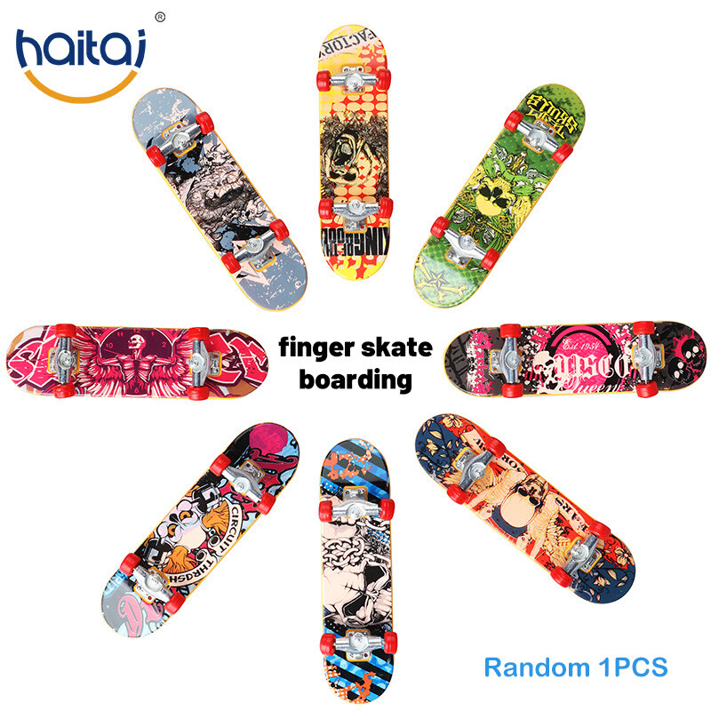 Haitai Mini Skateboard Toy Finger Skateboard Fingertip Dance Boy Toy Longboard Small Scooter Finger Play Stress Relief Toy for Boys and Girls