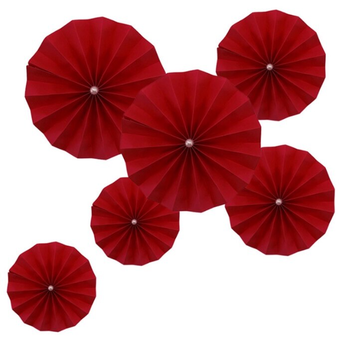 Set 6 quạt đỏ có trang trí mừng tết trang trí quán shop