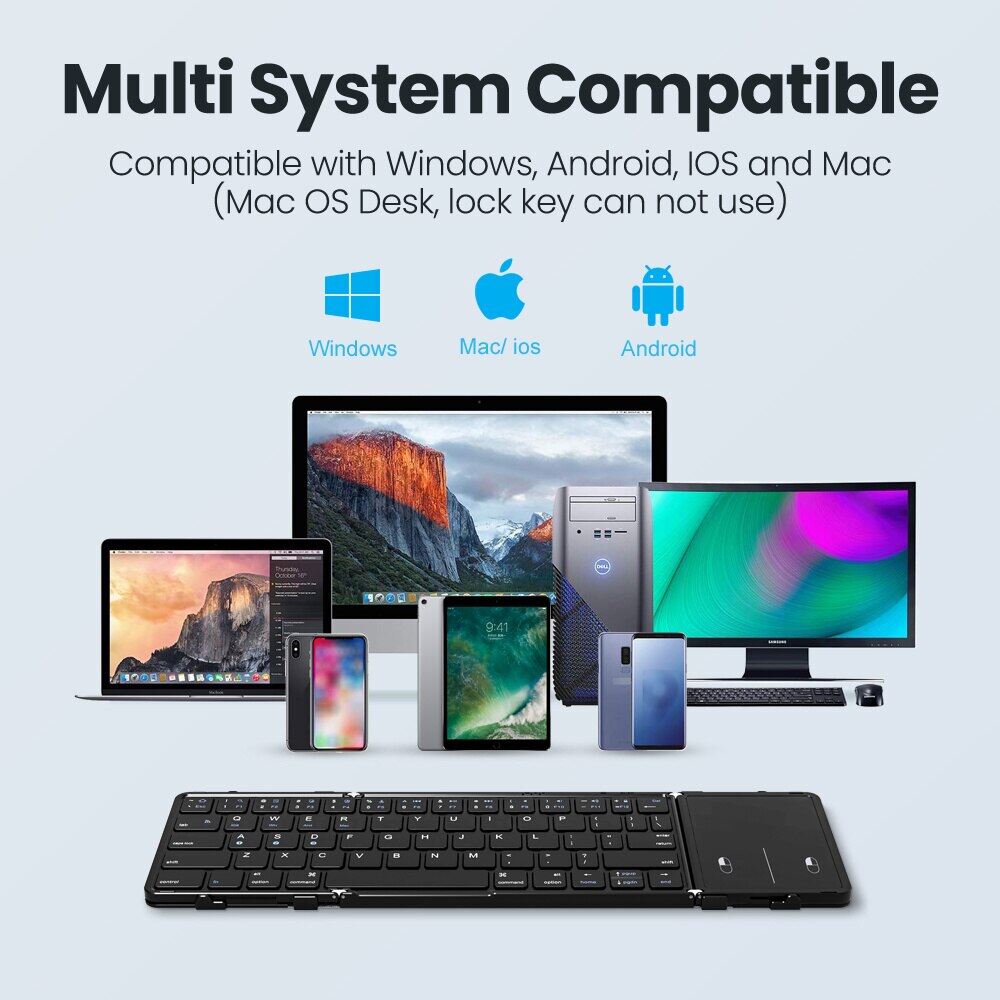 Jomaa Bluetooth Wireless Folding Keyboard For Tablet Ipad Phone Rechargeable Foldable Keyboard Hebrew//Korea Multi-Device