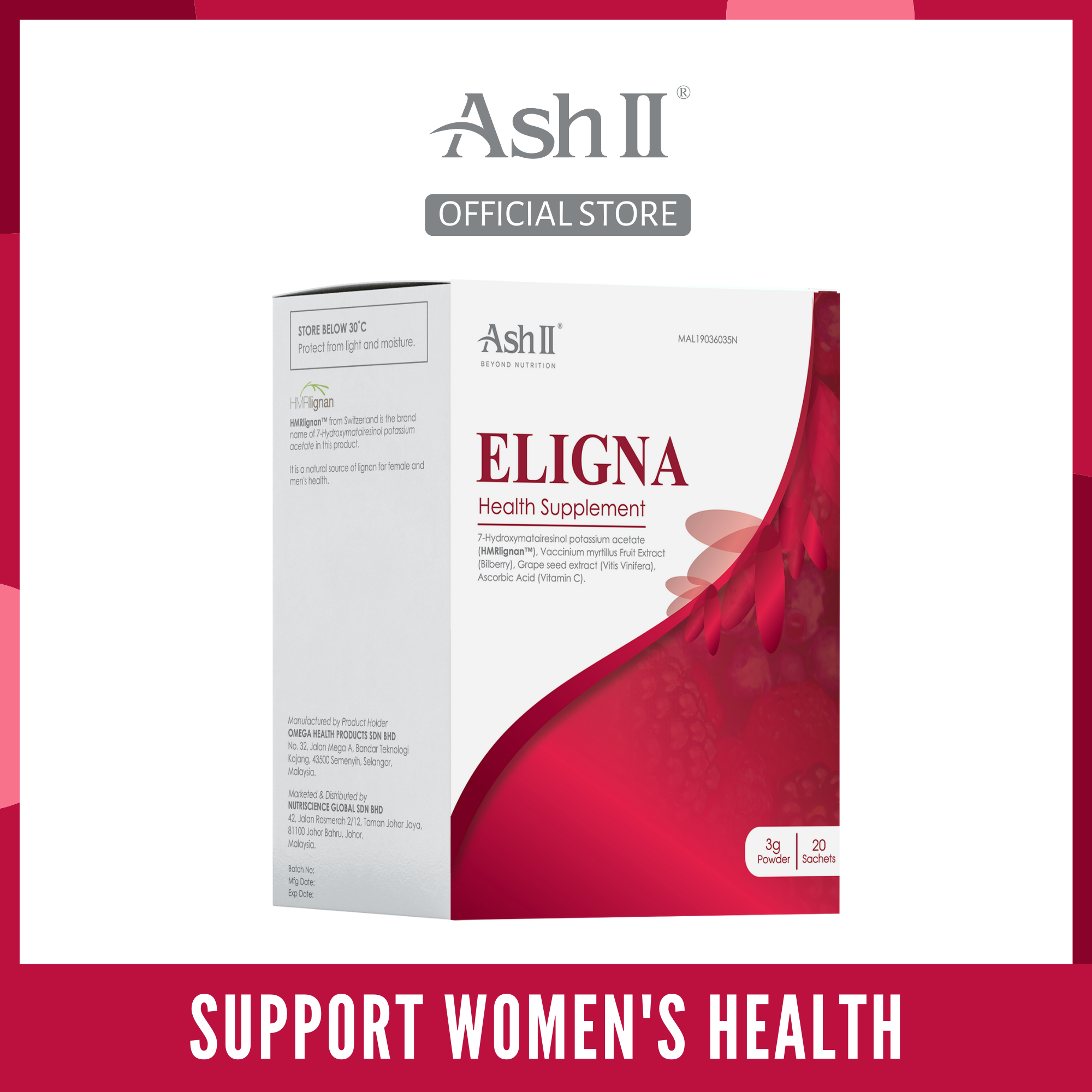 ASH II ELIGNA Woman Health Menopause Menstrual Relief Skin Care Hormone