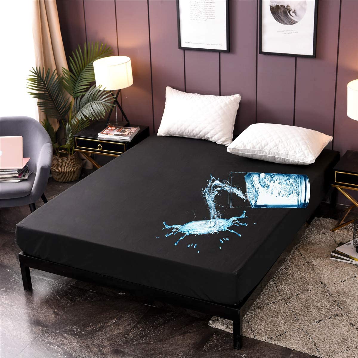 Premium Quality Waterproof Mattress Protector Bed Cover Waterproof Bed Sheet / Mattress Protector Pad Fitted Sheet / Bed Linen 100% Waterproof Mattress Protector Bed Sheet Anti Mites Bed Cover For Mattress Topper Deep Pocket Polyester Bed Cover