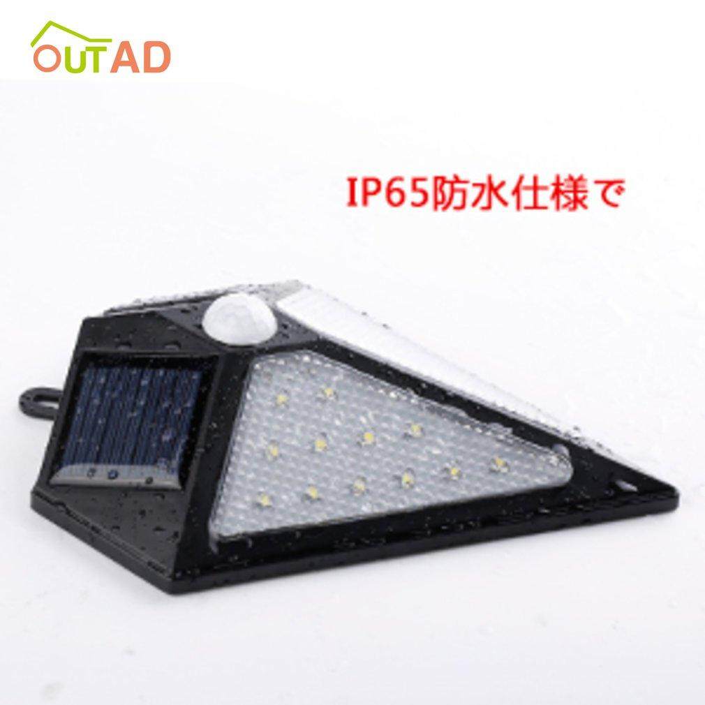 OUTAD 2 chiếc 24LED Năng Lượng Mặt Trời P * owered tiết kiệm điện Chống Thấm Nước Năng Lượng Mặt Trời An Ninh Tam Giác Đèn Tường có Cảm Biến Chuyển Động ngoài Trời