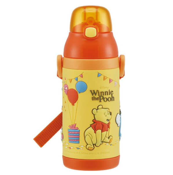 [SKATER] Winne Bình Ống Hút Không Gỉ Một Chạm 3D Pooh 380Ml SSPV4