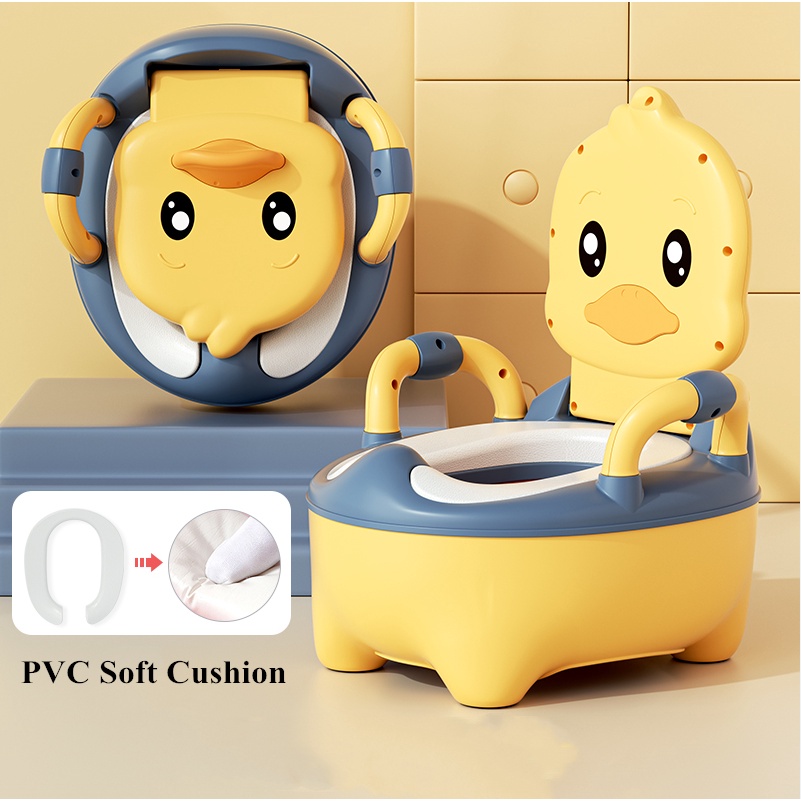 【Free Shipping】0-6 Years Old Childrens Potty Baby Toilet Seat Multifunction Baby Portable Urinal Travel Toilet Cute Ducks WC Stable Potties Seats Cartoon Pot Training Pan