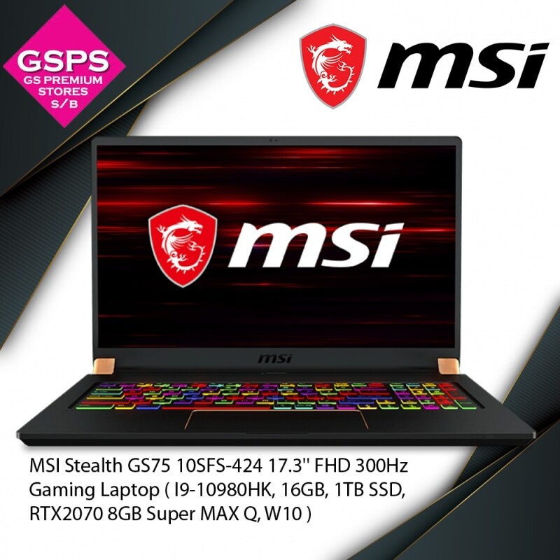 MSI Stealth GS75 10SFS-424 17.3 FHD 300Hz Gaming Laptop ( I9-10980HK, 16GB, 1TB SSD, RTX2070 8GB Super MAX Q, W10 ) Malaysia