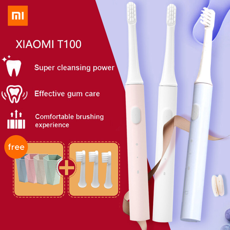 XIAOMI MIJIA T100แปรงสีฟันไฟฟ้าพลังคลื่นเสียงไร้สายUSBแปรงสีฟันชาร์ทได้กันน้ำอัลตราโซนิกอัตโนมัติแปรงฟัน