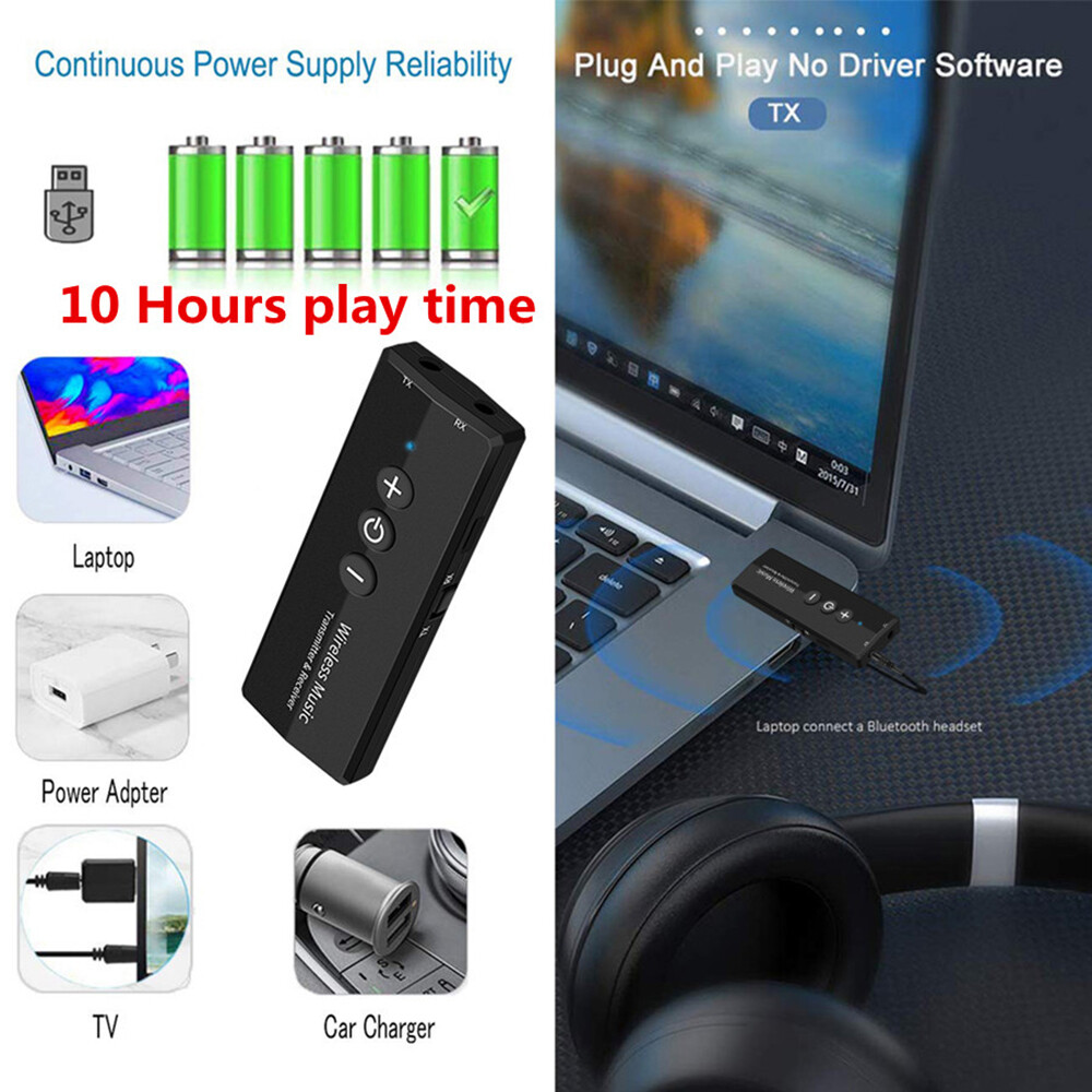KEBETEME Bộ Thu Phát Bluetooth 5.0 2 Trong 1 Nút Điều Khiển Bộ Chuyển Đổi Không Dây Âm Thanh AUX Mini 3.5Mm Cho Máy Vi Tính Xe Hơi