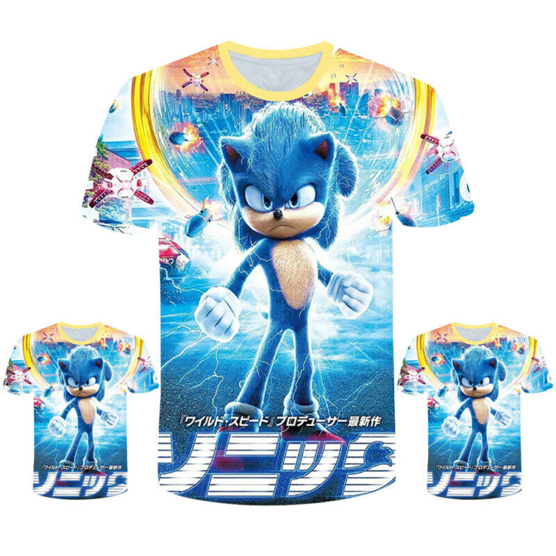 Redcloud Kid Boy T -Shirt Short Sonic 3d Printed The Hedgehog Sleeve Casual Tops Game Gift
