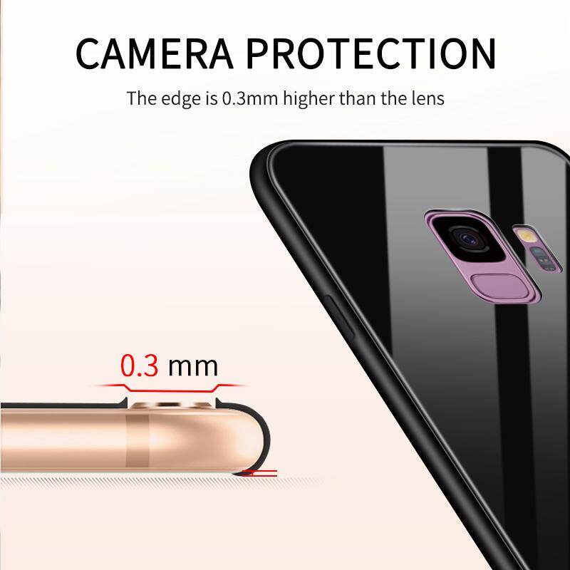 Luxury Aurora Rainbow Casing Gradient Series Case Shockproof Tempered Glass Back Cover Silicone Soft Edge Casing For Samsung Galaxy S8+ S8Plus S8 Plus