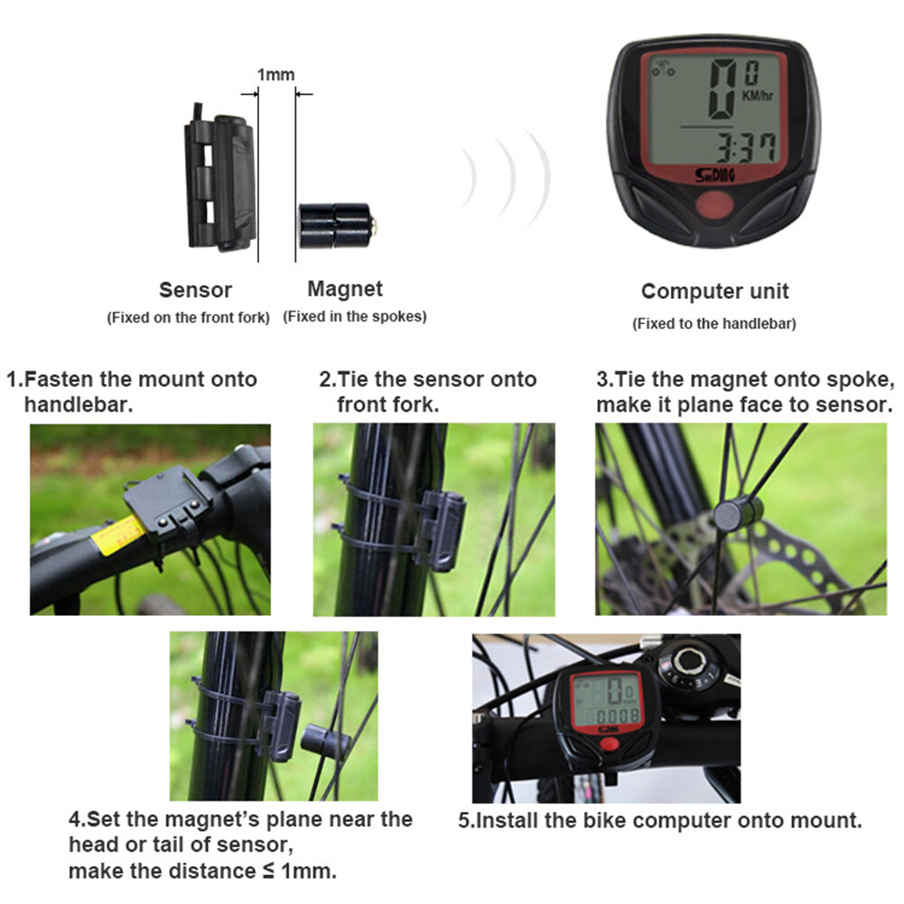 548B Waterproof MTB Bike Wire Speedometer Cycling Digital LCD Display Stopwatch Timer Odometer