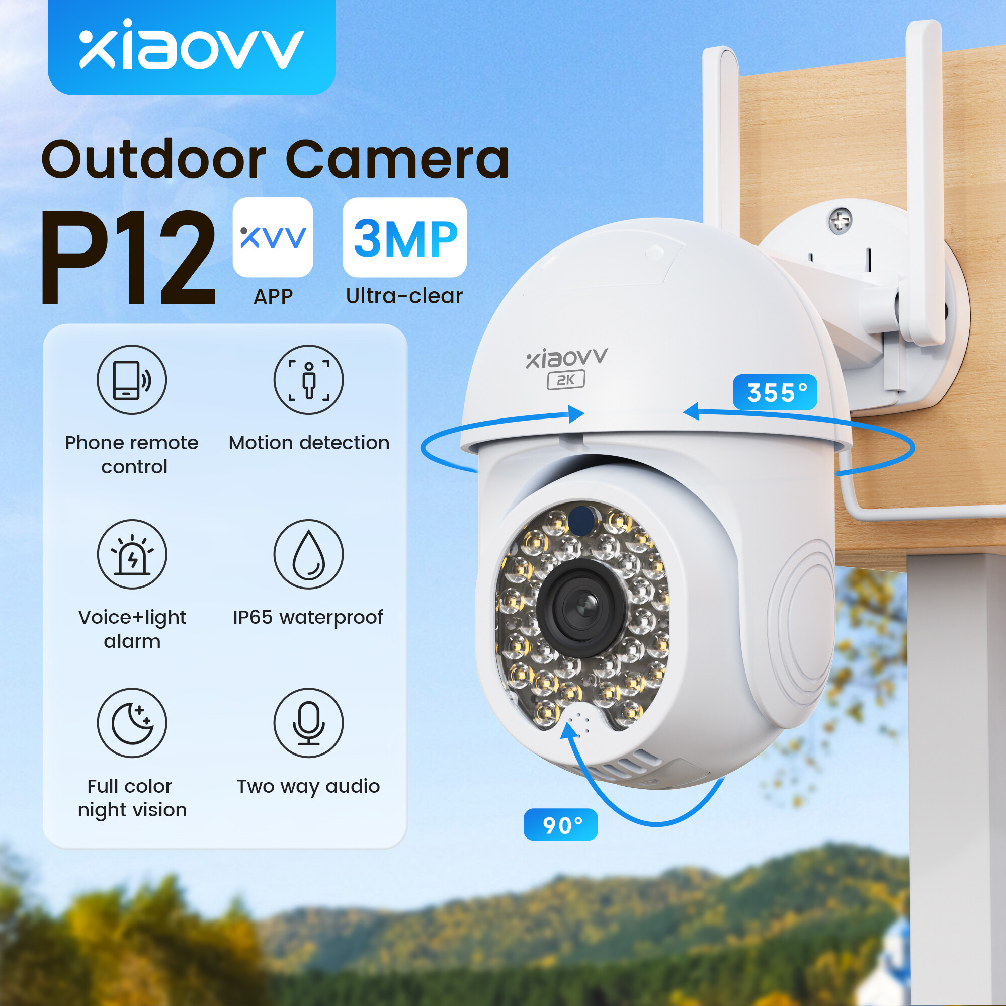 HOT P12 Xiaovv Smart Outdoor Camera XIAOVV P12 Outdoor Cctv