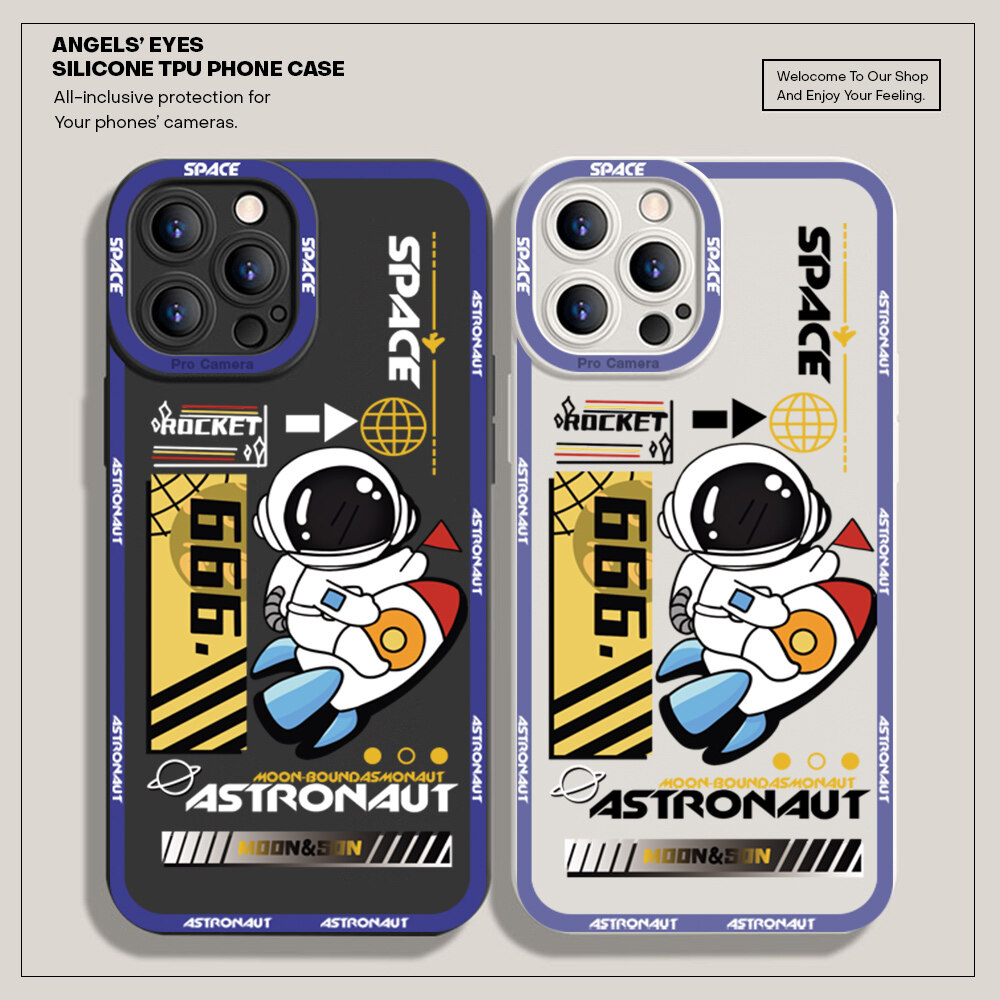 Jizetin Phone Casing For Redmi Note 11 Note 11 Pro Note 11 Pro 5G Note 11S Note 10 Note 10 5G Note 10 Pro Note 10S Cute Cartoon Space Astronaut Soft Rubber Cellphone Casing New Full Lens Camera Protect Shockproof Case