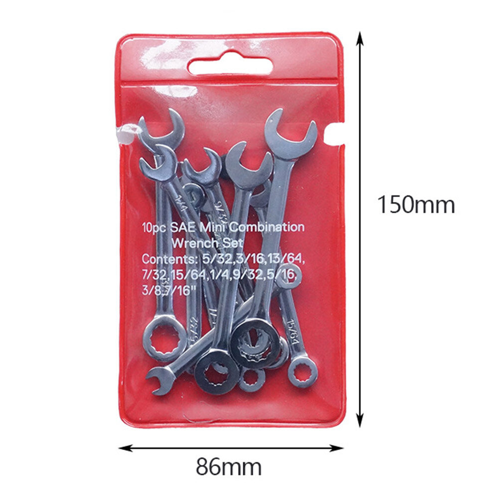 10pcs Metric/Imperial Small Mini Combination Wrench Spanner Set Tools Set (4mm - 11mm)
