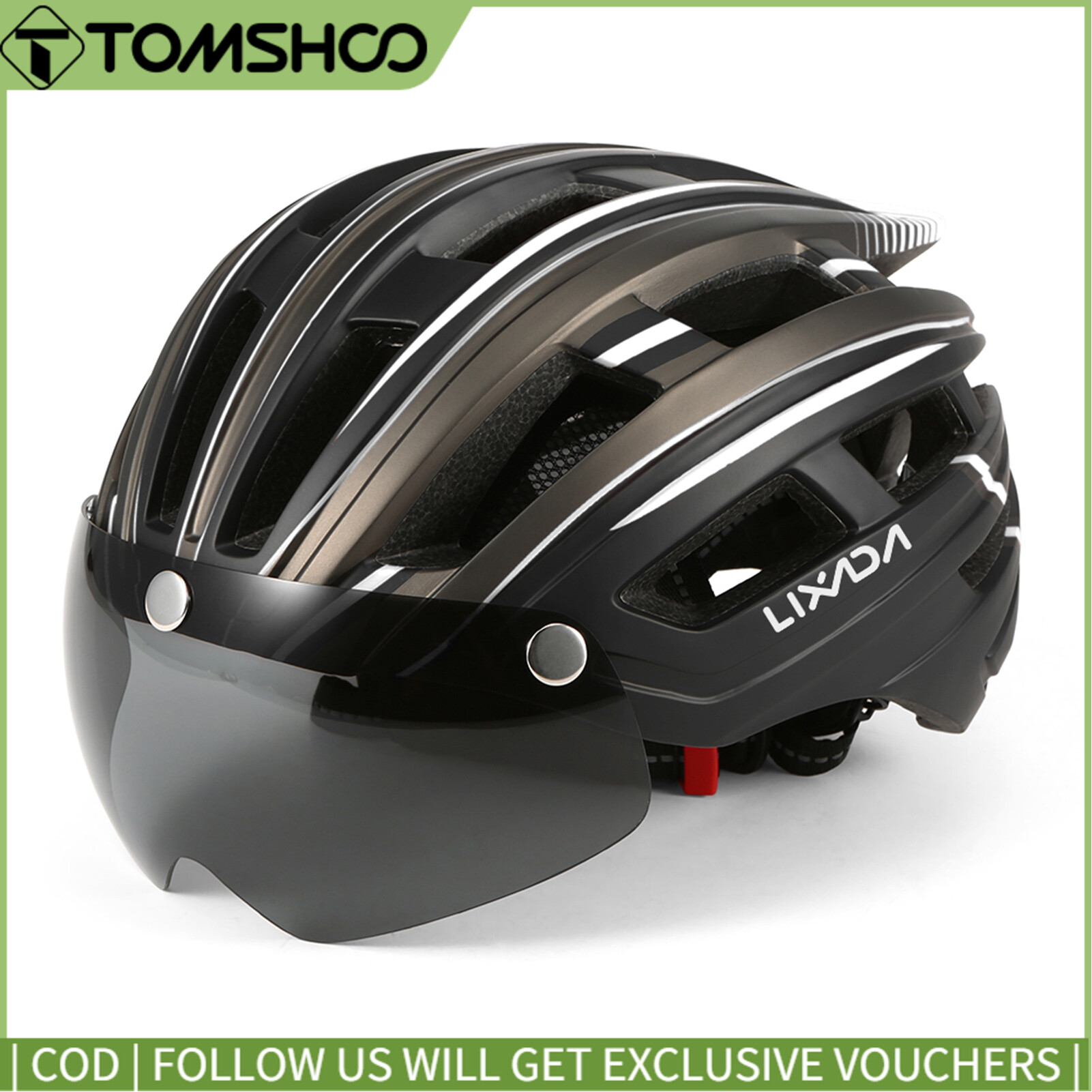 Topp Cycling Mountain Bike Helmet Motorcycling Helmet with Back Light Detachable M-agnetic Visor UV Protective for Men Women