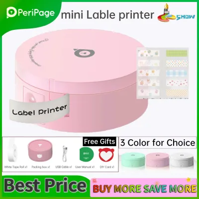 （Free Paper）PeriPage L1 Mini Pocket BT Label Maker Sticker Inkless Portable Thermal Label Printer with 1 Roll White Paper Tape Compatible with iOS Android Smartphone for Home Office School Retail Store Name Price Label Barcodes Journals Organization