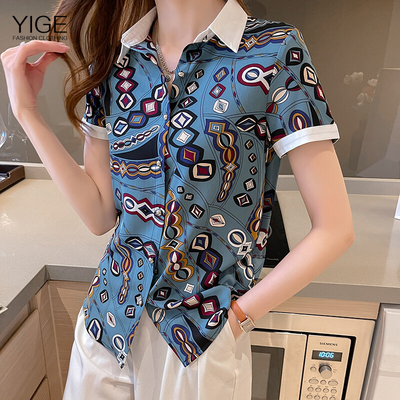 Yige Chiffon Shirt Women Korean Womens Tops Fashion Printing Square