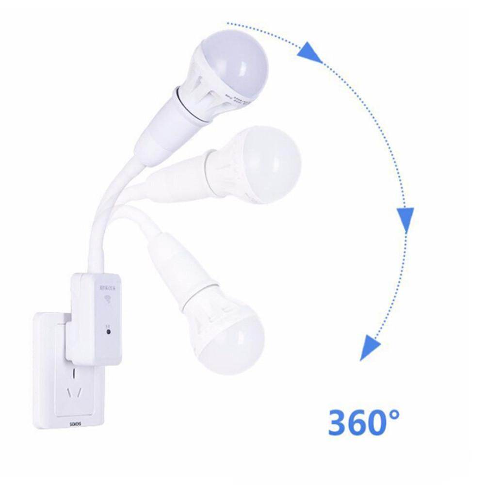 E27 LED Remote Control Plug Lamp Holder Light Base for Night Light Bedside Lamp (without Light Source)