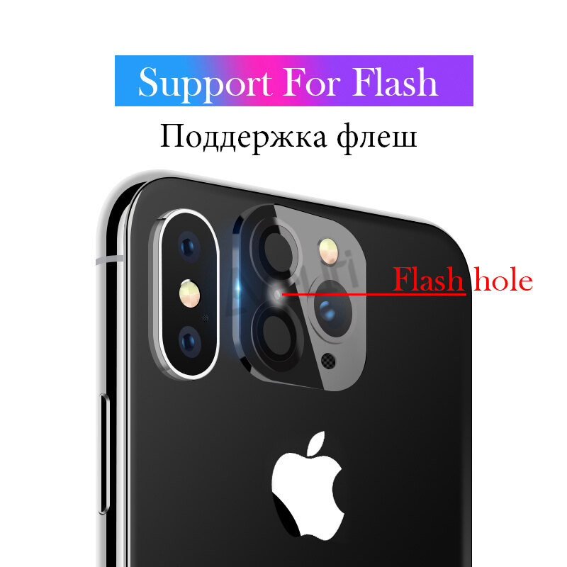 Sang Trọng 5TH Thế Hệ Miếng Dán Ống Kính Máy Ảnh Giây Thay Đổi Cho Iphone 11 Pro Max Kính Bảo Vệ Cho iPhone X XS max Miếng Dán Camera Giả