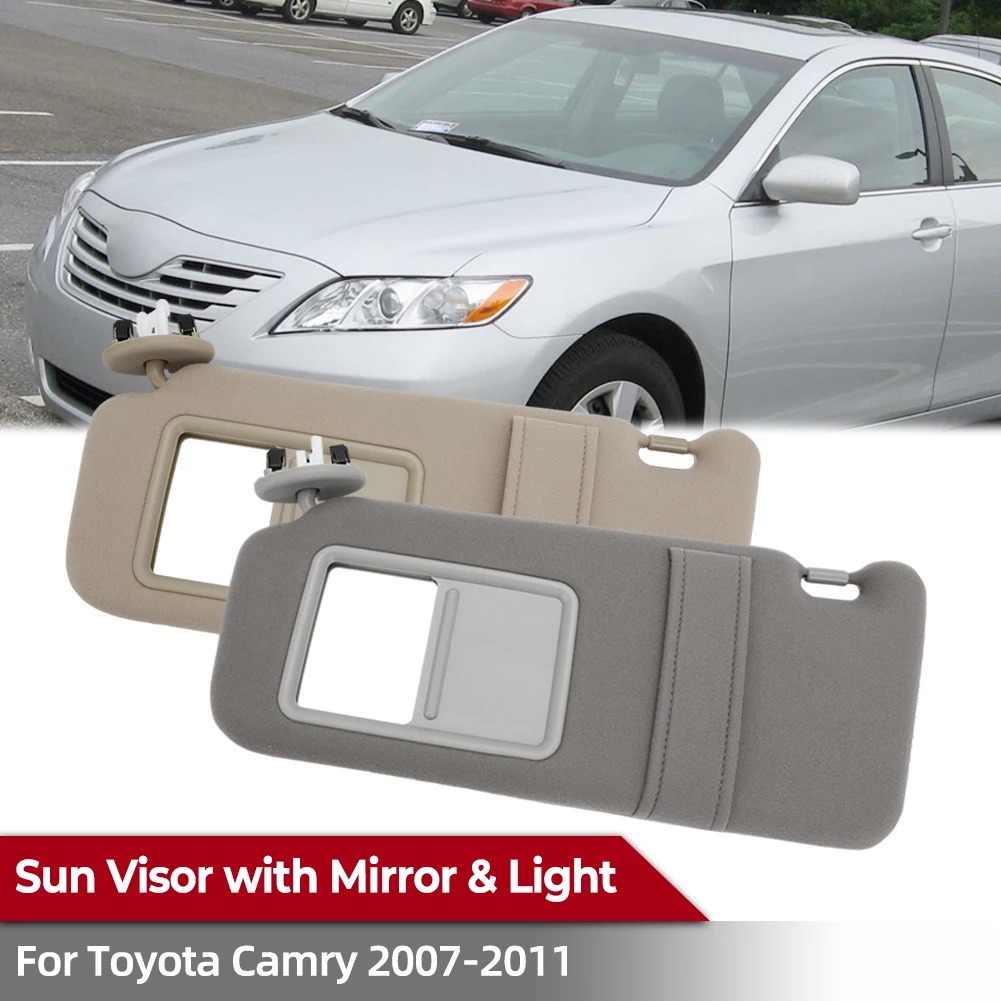 Pair Beige Sun Visor W/ Mirror For Toyota Camry 07-11 W/o Sunroof - View #5