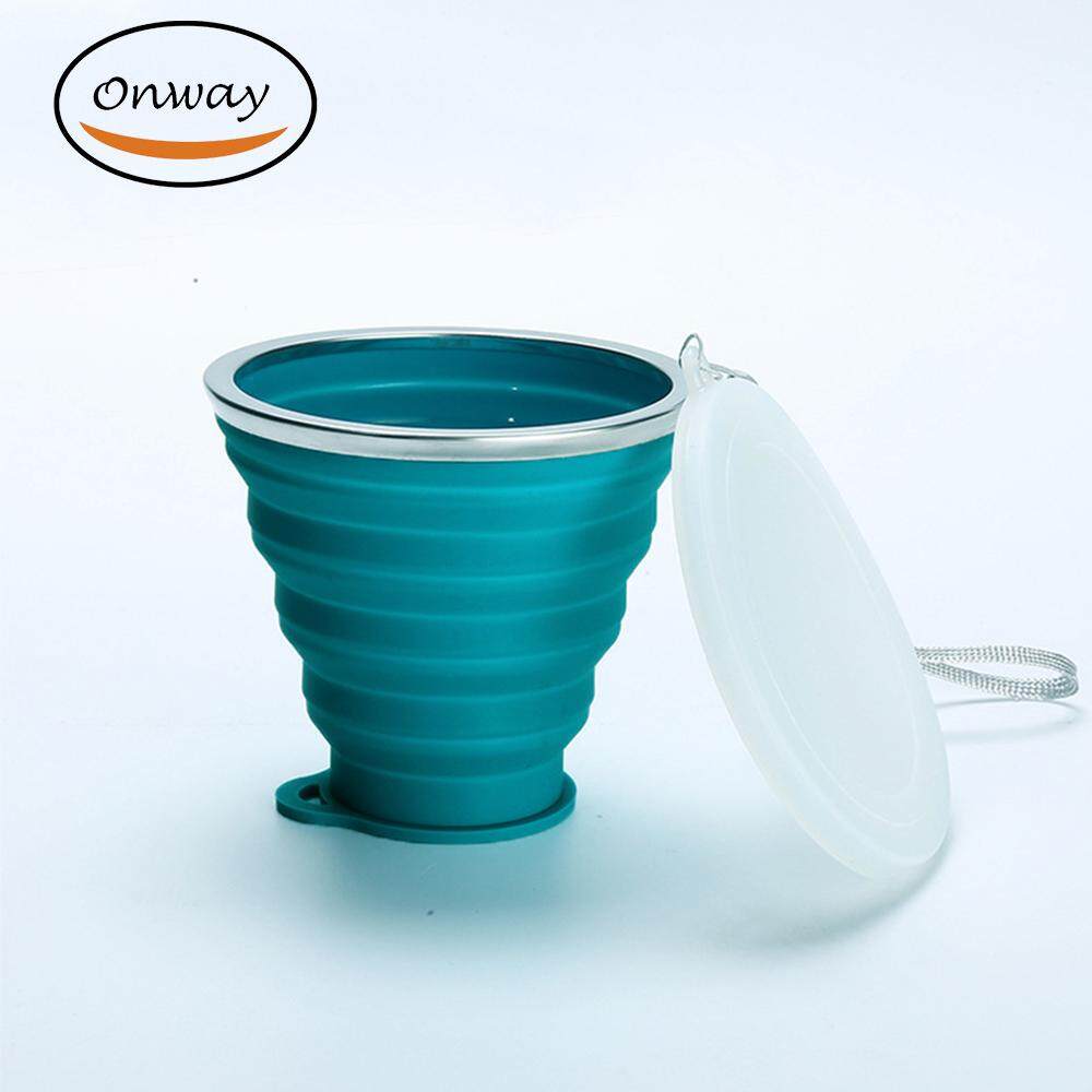 Travel Outdoor Camping Folding Water Cup With Lid Retractable Drinking Cup