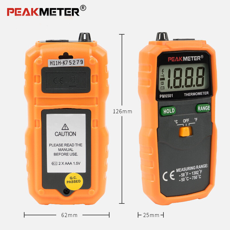 PEAKMETER PM6501 Nhiệt kế kỹ thuật số Màn hình LCD chuyên nghiệp Không dây K Loại Nhiệt kế Thermocouple