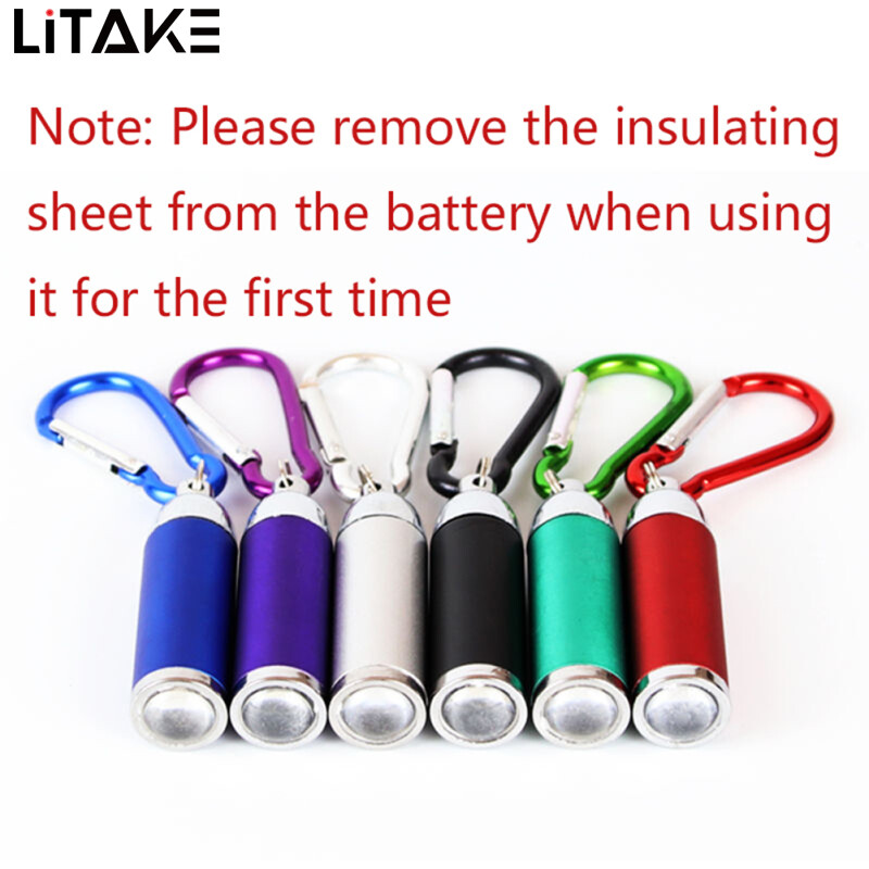 Led Zoom Mini Flashlight Telescopic Strong Light Torch With Keychain Pendant Creative Mountaineering Buckle Gift