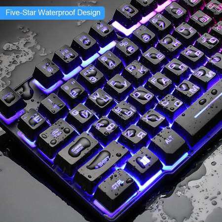 Hastra แป้นพิมพ์และเมาส์ชุดไฟแอลอีดีสีสดใสสำหรับเล่นเกมรู้สึกแป้นพิมพ์และเมาส์ชุด