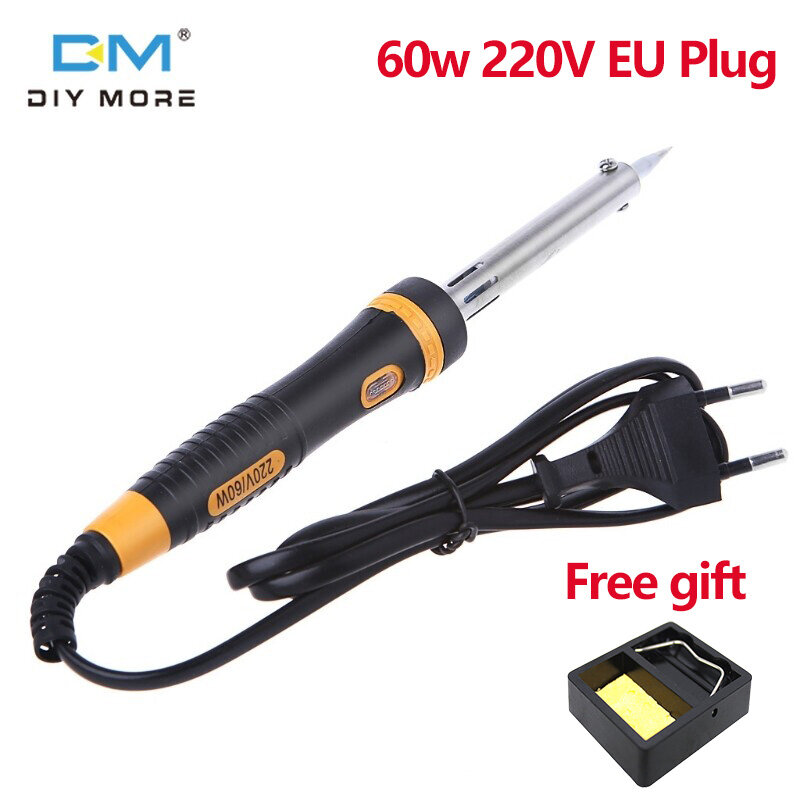 Diymore electric soldering iron 60W original hot steel welding equipment 220V adjustable soldering iron kit Free square bakelite soldering iron holder, electric soldering iron holder