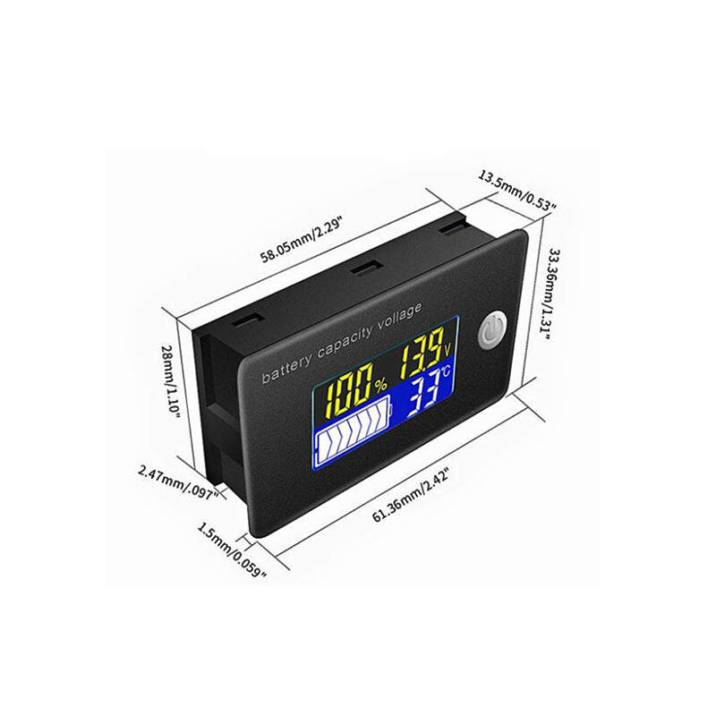 Manooby Battery Capacity Indicator Voltage Li-ion Lead acid Battery Tester LCD Temperature Voltmeter Gauge