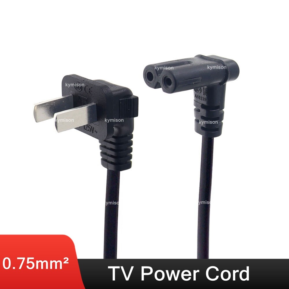 IEC 320 C7 To US 2Pin Plug Power Cord For Sam sung TCL TV, C7 Right Angled 90 degree Socket To 2Pin Extension Cable, 0.5m/1m/2m