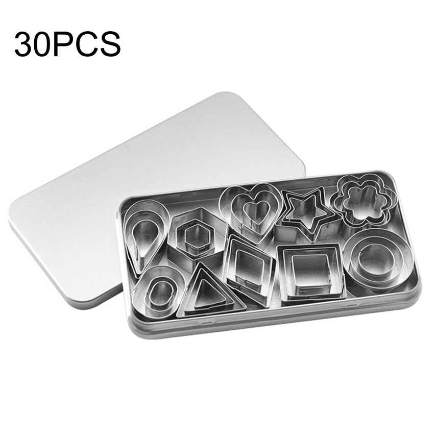30 Pieces Geometric Shape Cookie Cutters Stainless Steel Square Round Oval Heart Vegetable Cuting Molds Biscuit Cutter Set