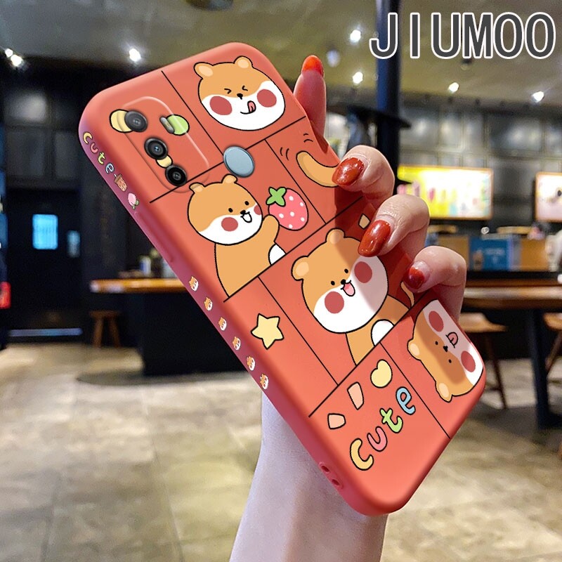 JIUMOO Case For OPPO A53 2020 a53s a32 A33 2020 Case With Cartoon Cute Lovely Girls New Design Phone Case Side Edge Square Pattern Cases Silicone Shockproof Casing Full Back Cover Camera Protect Soft Case