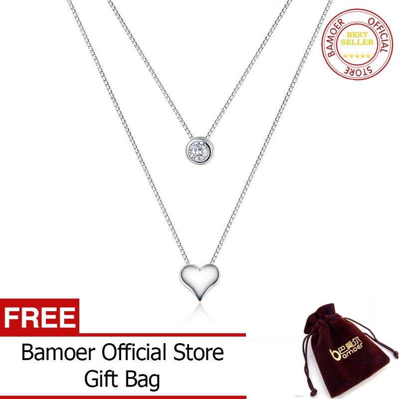 BAMOER New Arrival Silver Color Double Chain The land of heart Necklaces For Women Girlfriend Gift Fashion Jewelry YIN087