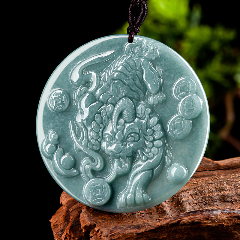 Timeswind men natural jade light green fortune coin pixiu pendant necklace with certificate y1n
