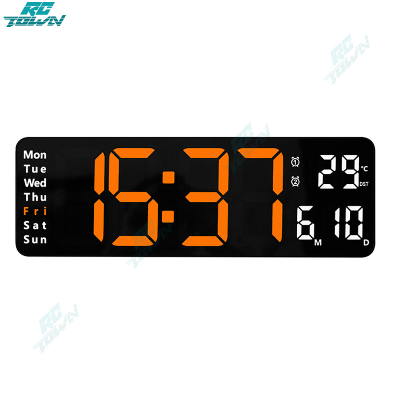 13-inch Led Digital Alarm Clock Time Date Temperature Week Display Wall-mounted Electronic Wall Clock
