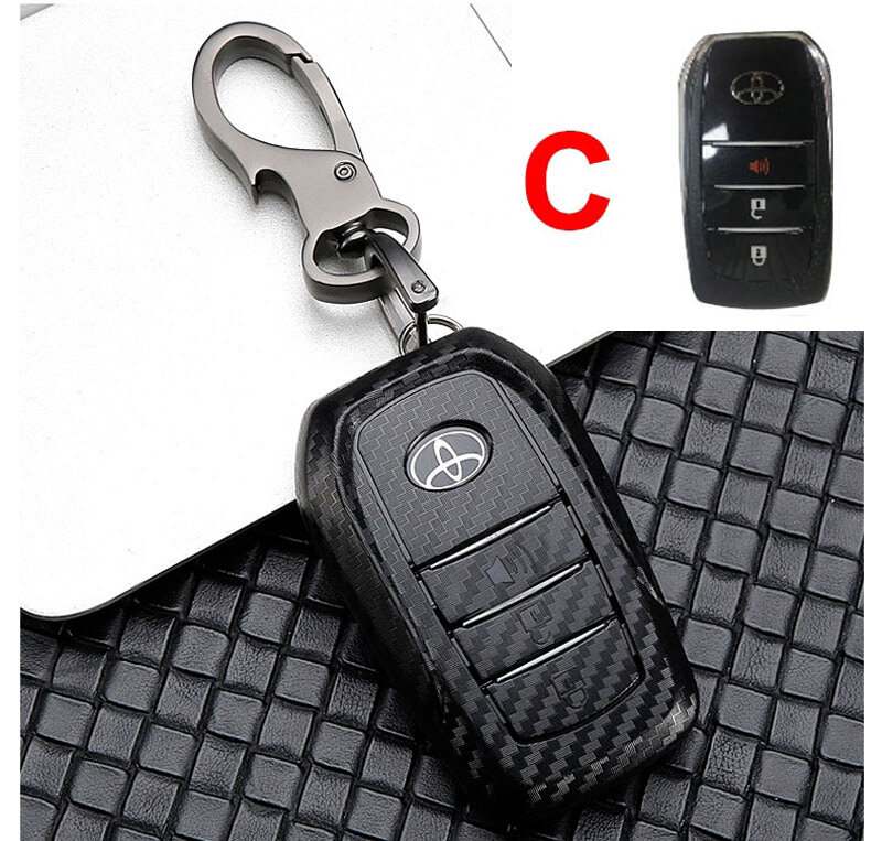 Huiyisunny TOYOTA YARIS furtuner vios 2/3/4/5/6 keyless Carbon Fiber ABS Matte Car Key Case Cover remote key holder keychain pouch for Toyota Hilux Rogue Revo Innova Fortuner Harrier Camry Vellfire Alphard ready stock