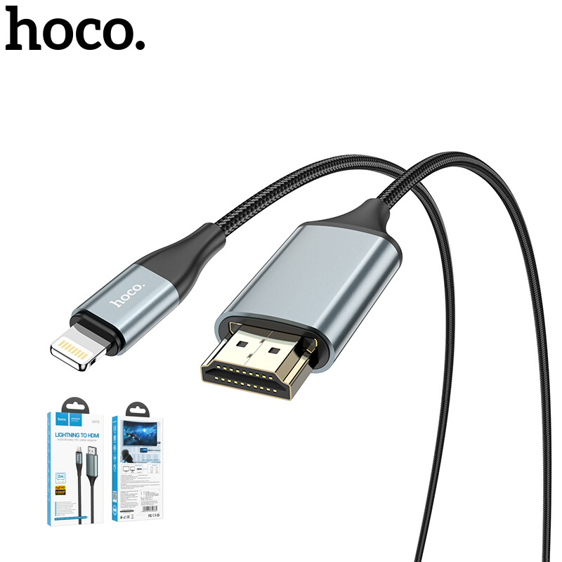 Hoco lightning to hdmi-compatible converter usb hd 4k cable for iphone 11 8 x max ipad to tv av adapter projector display hdtv