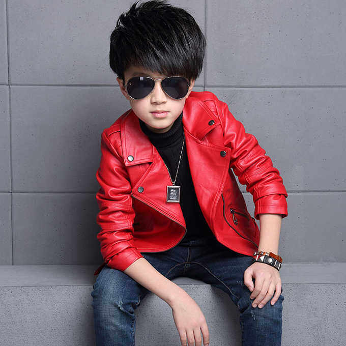 hot boys pu Jackets 3-13 year old faux leather coat Girls jacket European and American motorcycle leather clothing unisex