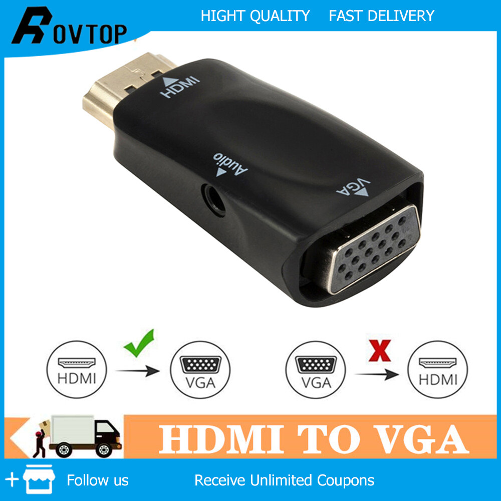 Rovtop Bộ Chuyển Đổi HDMI Sang VGA Bộ Chuyển Đổi Cáp Âm Thanh HD 1080P Đầu