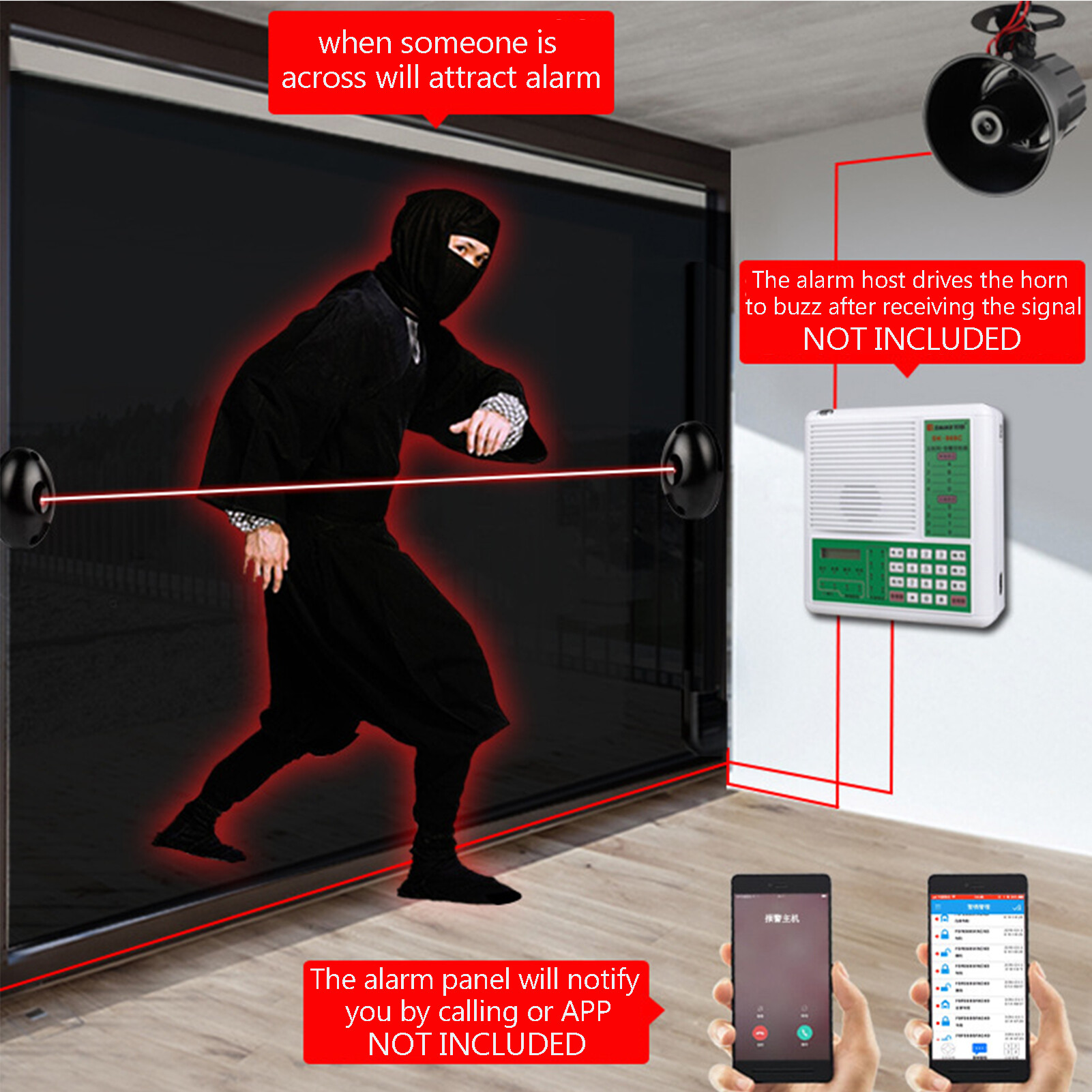 Smart Sensor DC12V Infrared Photocell Beam Sensor Automatic Gate Door Garage Shutter Barrier Detector for Door Window Burglar Alarm System Sliding Gate Opener Accessory 24V 1 Pair(Trans-mitter and Receiver)