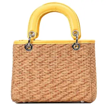 yellow rattan bag