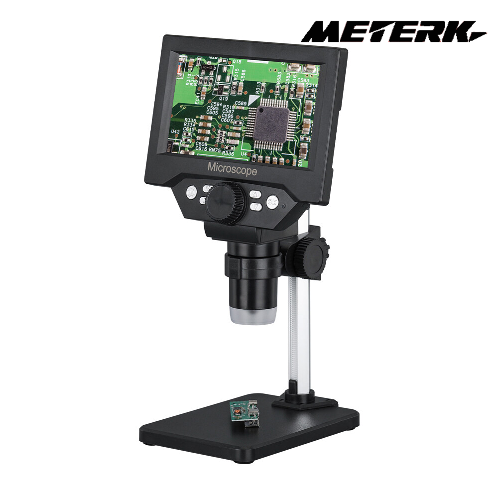 Meterk 5.5-inch LCD Display Electron Microscope 10 Megapixel Industrial Microscopes Digital Electronic Maintenance Magnifying Glass 1000x Magnification 8LED Light Intensity Adjustable Photos Videos Playback Mode