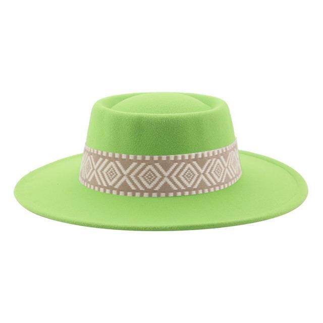 Hats Women Men Fedora Round Top Dome Solid Red Green Black Women Wiinter Hat Band Dress Outdoor Wide Brim Hat Sombreros De Mujer
