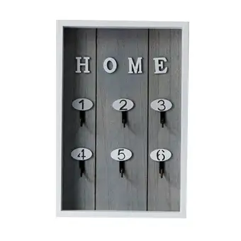 Wall Mounted Key Holder Wooden Key Hanger With 6 Hook Wall