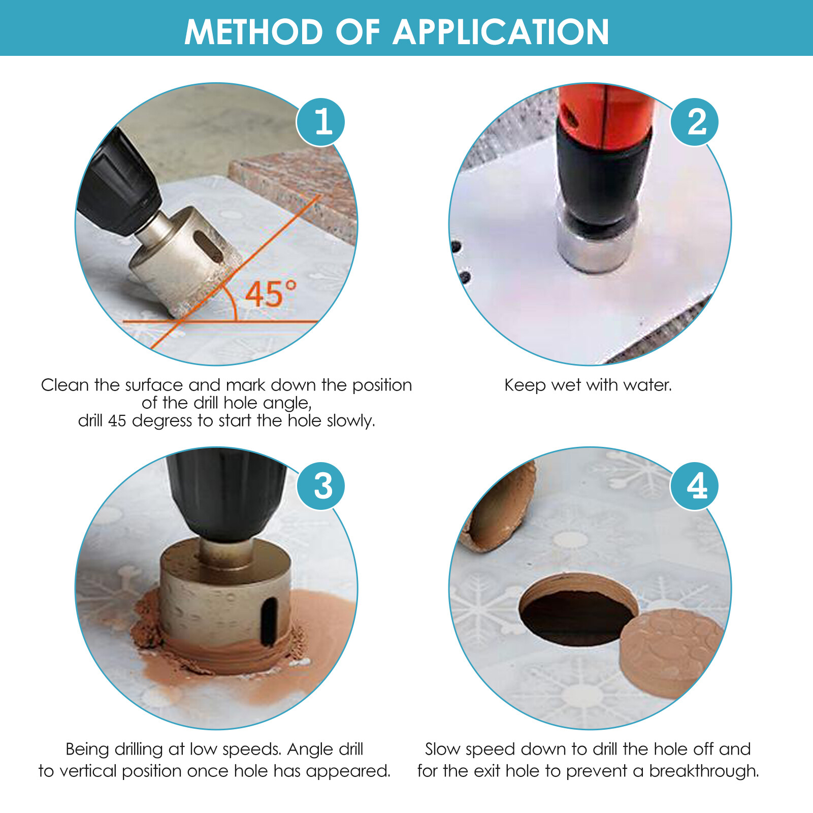 Smart Sensor 18 Chiếc Mũi Khoan Kim Cương Cho Gốm, Bộ Mũi Khoan Lỗ Kim Cương 0,2in ~ 2in
