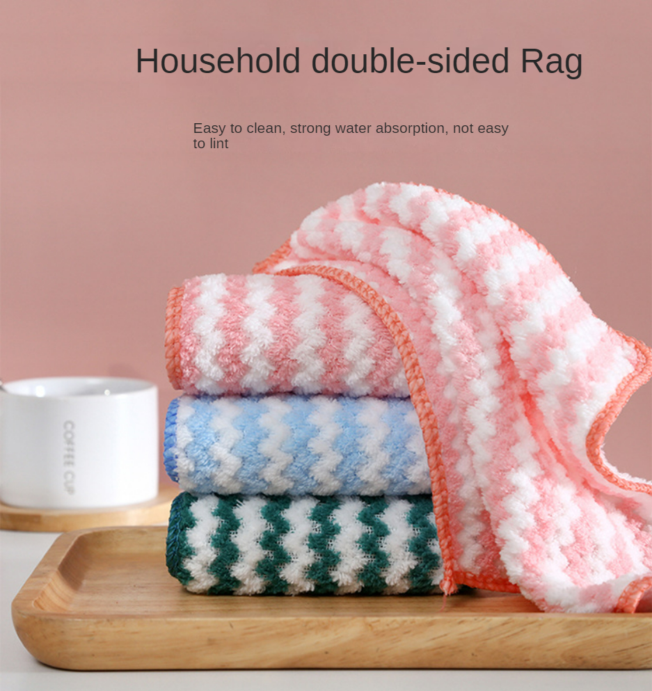 Kitchen Dish Towel Kain Dapur Rag Cleaning Cloths Non-stick Oil Double-layer Dish Washing Cloth Kitchen Cleaning Wipes Absorbent Microfiber Dishwashing Kitchen Dish Table Towels-1pcs