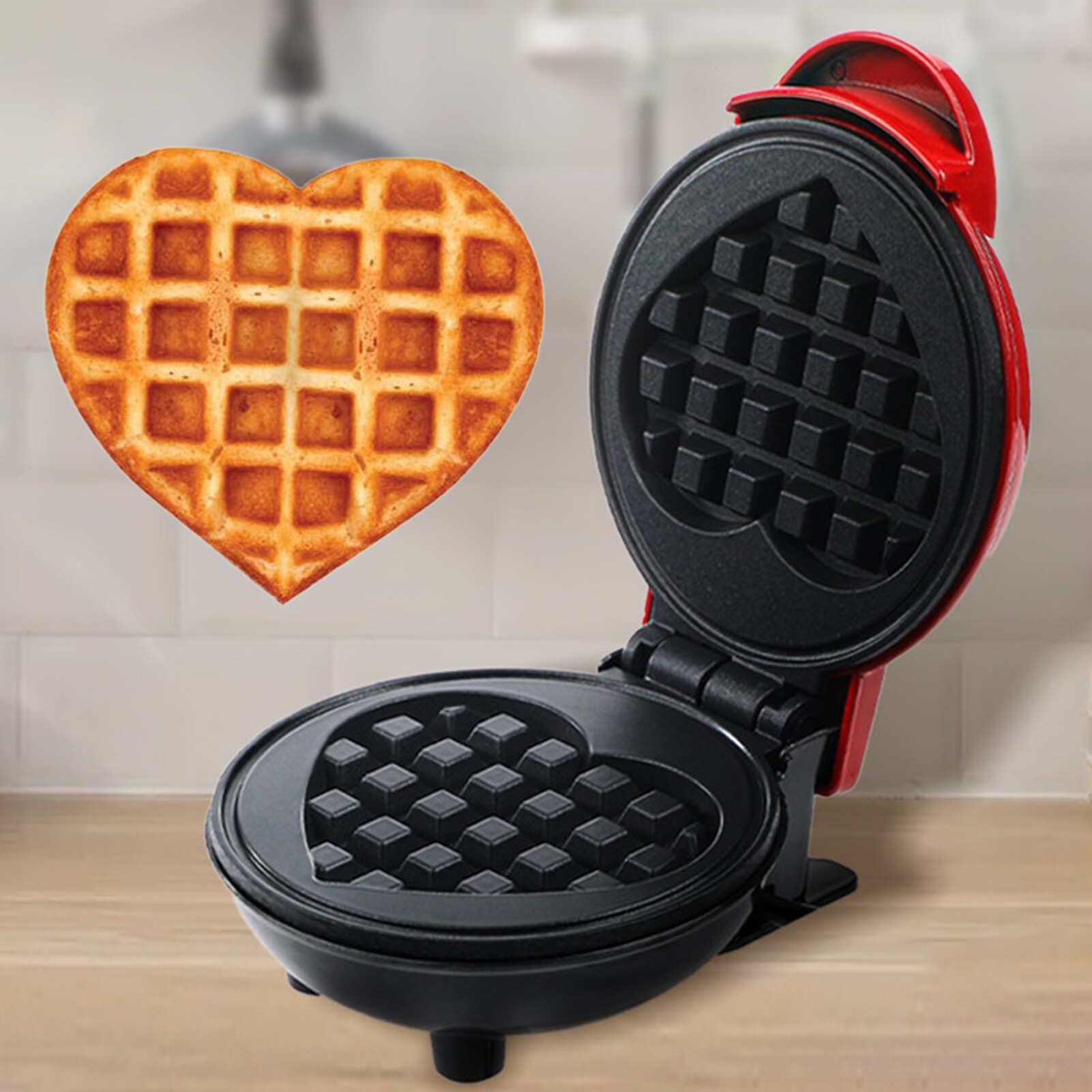 EU Plug Non-stick Heat-Resistant Waffles Maker Electric Mini Heart Shape Waffle Pot Kitchen Accessories