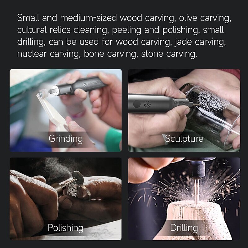 YouPin Greenworks Lithium Electric Grinding Set Home Wood Carving Multifuctional Grinder Engraving Electric Drill Power Polishing Tools