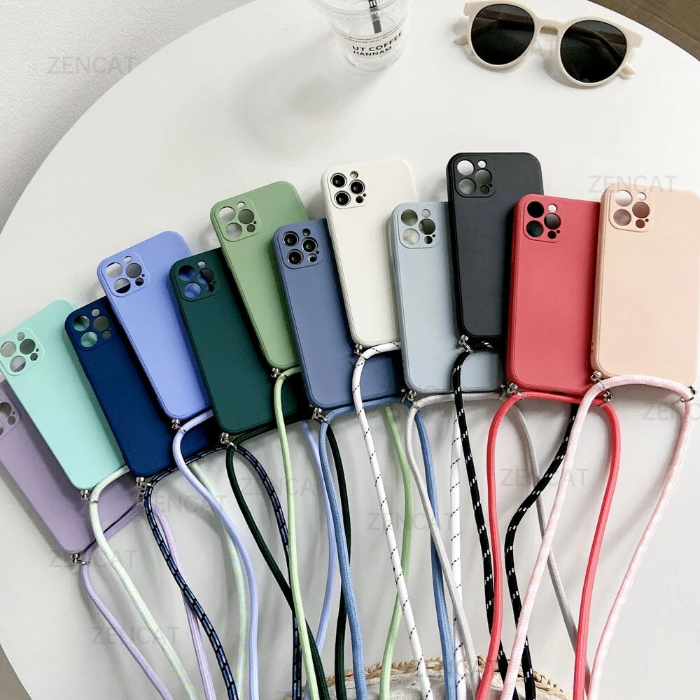 Crossbody necklace strap lanyard cord liquid silicone phone case for iphone 13 pro max 12 11 pro max 13 12 11 pro max cover