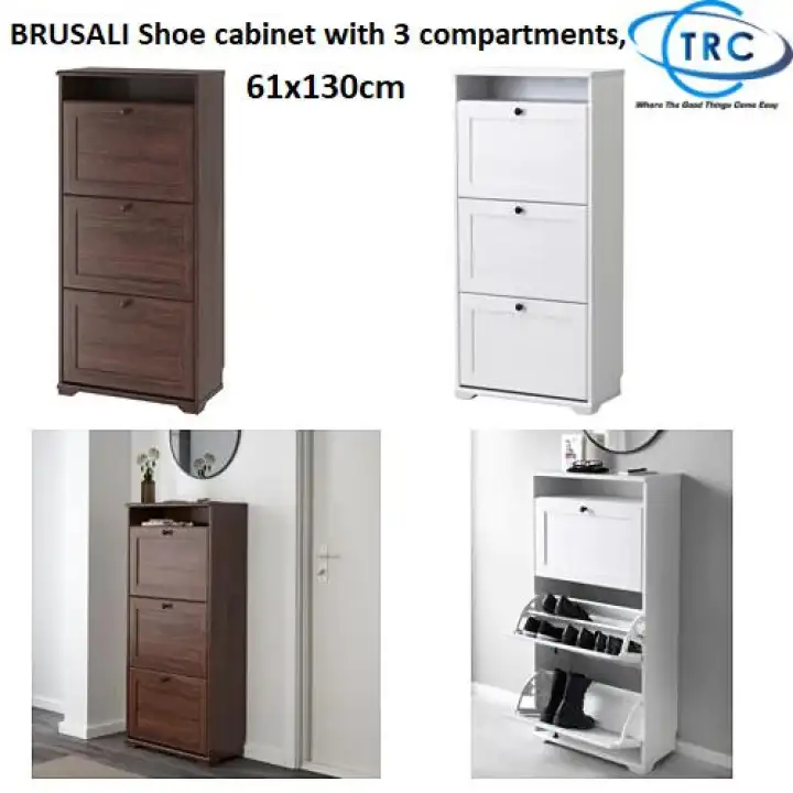 Ready Stock Ikea Brusali Shoe Cabinet With 3 Compartments Ready Stock Ikea Brusali Shoe Cabinet